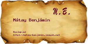 Mátay Benjámin névjegykártya